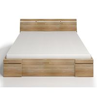 Dvojlôžková posteľ z bukového dreva so zásuvkou SKANDICA Sparta Maxi, 140 × 200 cm