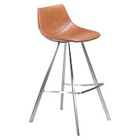 Hnedá barová stolička s oceľovou podnožou DAN–FORM Pitch