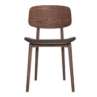 Hnedá jedálenská stolička z dubového dreva s koženým podsedákom NORR11 NY11