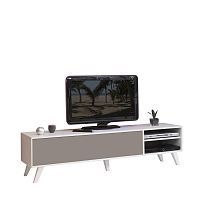 Hnedo-biely televízny stolík s bielym korpusom Symbiosis Prism