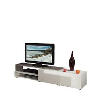 Hnedo-biely televízny stolík s bielymi zásuvkami Symbiosis Albert, šírka 168 cm