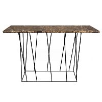 Hnedý mramorový konzolový stolík s čiernymi nohami TemaHome Helix