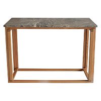 Hnedý mramorový konzolový stolík s podnožou z dubového dreva RGE Accent, šírka 100 cm
