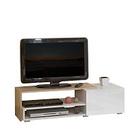 Hnedý televízny stolík s bielymi zásuvkami Symbiosis Albert, šírka 120 cm