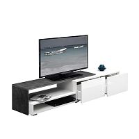 Hnedý televízny stolík s bielymi zásuvkami Symbiosis Albert, šírka 168 cm