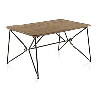 Jedálenský stôl s kovovou konštrukciou a drevenou doskou Geese, 150 x 90 cm