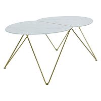 Konferenčný stolík s dekorom mramoru a podnožím v zlatej farbe RGE Ant