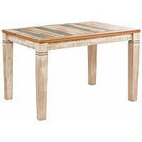 Krémovo-tyrkysový jedálenský stôl z masívneho borovicového dreva Støraa Marilyn, 90 × 120 cm