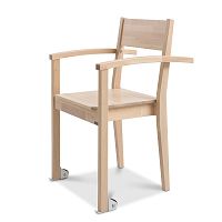 Lakovaná ručne vyrábaná jedálenská stolička z masívneho brezového dreva s kolieskami Kiteen Joki