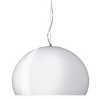 Lesklé biele stropné svietidlo Kartell Fly, ⌀ 52 cm