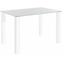 Lesklý biely jedálenský stôl s doskou z tvrdeného skla Støraa Dante, 80 x 120 cm