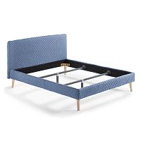 Modrá dvojlôžková čalúnená posteľ La Forma Lydia Dotted, 190 × 150 cm