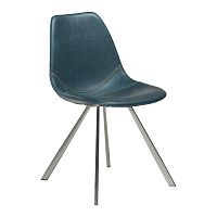 Modrá jedálenská stolička s oceľovou podnožou DAN–FORM Pitch