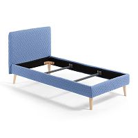 Modrá jednolôžková čalúnená posteľ La Forma Lydia Dotted, 90 × 190 cm