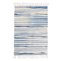 Modro-biely vlnený koberec InArt Lago, 90 x 60 cm