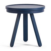 Modrý odkladací stolík z jaseňového dreva s podnosom Woodendot Batea Small