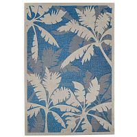 Modrý vysokoodolný koberec Webtappeti Palms Blue, 135 x 190 cm