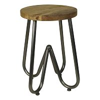 Odkladací stolík s doskou z mangového dreva s čiernou podnožou HSM Collection, ⌀ 38 cm