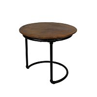 Odkladací stolík z teakového dreva HSM Collection Pipe, ⌀ 48 cm