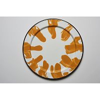 Oranžovo-biely smaltovaný tanier Kapka Little Color, Ø 24,5 cm