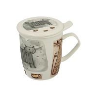 Porcelánový hrnček s filtrom s motívom mačky Duo Gift, 400 ml