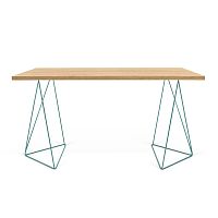 Pracovný stôl so zelenými nohami TemaHome Flow, dĺžka 140 cm
