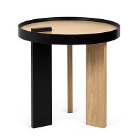 Príručný stolík v dubovom dekore s čiernymi detailmi TemaHome Bruno
