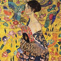 Reprodukcia obrazu Gustav Klimt - Lady with Fan, 60 x 60 cm