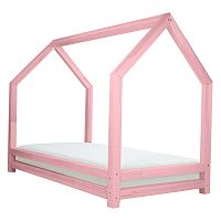 Ružová jednolôžková posteľ z borovicového dreva Benlemi Funny, 80 × 160 cm