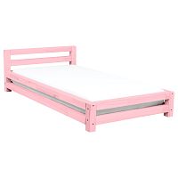 Ružová jednolôžková posteľ z borovicového dreva Benlemi Single, 90 x 180 cm