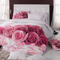 Ružové bavlnené obliečky s plachtou na dvojlôžko Darling, 200 x 220 cm