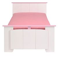 Ružovo-biela jednolôžková posteľ Parisot Amabelle, 90 x 200 cm