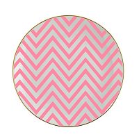 Ružovo-biely porcelánový tanier Vivas Zigzag, Ø 23 cm