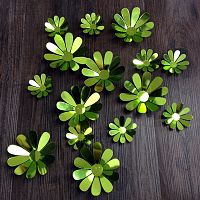 Sada 12 zelených adhezívnych 3D samolepiek Ambiance Flowers Chic 