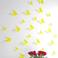 Sada 12 žltých samolepiek s 3D efektom Ambiance Butterflies