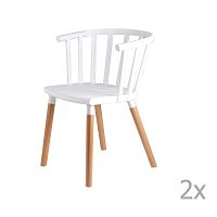 Sada 2 bielych jedálenských stoličiek s drevenými nohami sømcasa Jenna