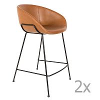 Sada 2 hnedých barových stoličiek Zuiver Feston, výška sedu 65 cm