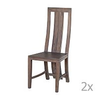 Sada 2 jedálenských stoličiek z masívneho sivo moreného akáciového dreva Zara