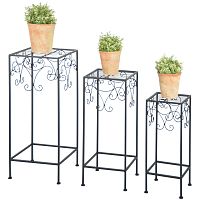 Sada 3 čiernych stolíkov na kvety Esschert Design
