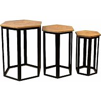 Sada 3 príručných stolíkov s doskou z mangového dreva Støraa Homer