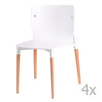 Sada 4 bielych jedálenských stoličiek s drevenými nohami sømcasa Alisia