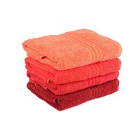 Sada 4 červených bavlnených uterákov Rainbow, 50 × 90 cm