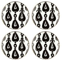 Sada 4 čierno-bielych porcelánových tanierov Vivas Morocco, Ø 23 cm