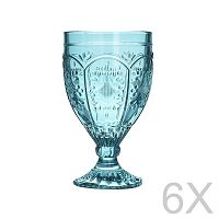 Sada 6 sklenených transparentných modrých pohárov InArt Glamour Beverage Foot