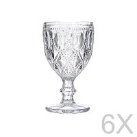 Sada 6 sklenených transparentných pohárov InArt Glamour Beverage Foot, výška 16 cm
