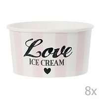 Sada 8 papierových kelímkov na zmrzlinu s lyžičkami Miss Étoile Love
