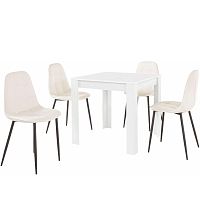 Set bieleho jedálenského stola a 4 bielych jedálenských stoličiek Støraa Lori Lamar Duro