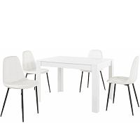 Set bieleho jedálenského stola a 4 bielych jedálenských stoličiek Støraa Lori Lamar