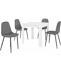 Set bieleho jedálenského stola a 4 sivých jedálenských stoličiek Støraa Lori Lamar Duro