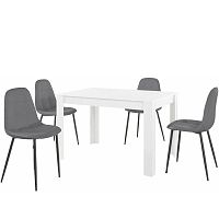 Set bieleho jedálenského stola a 4 sivých jedálenských stoličiek Støraa Lori Lamar